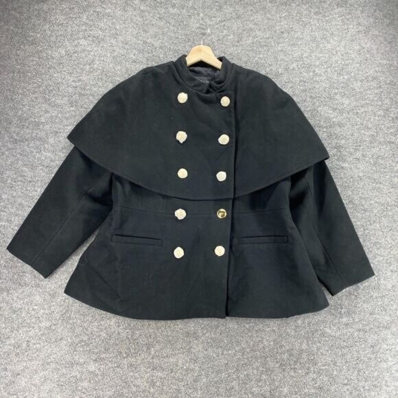 New Eloquii Jacket Women 18/20 Plus Black Crew Neck Long Sleeve Lined Button - Picture 1 of 11